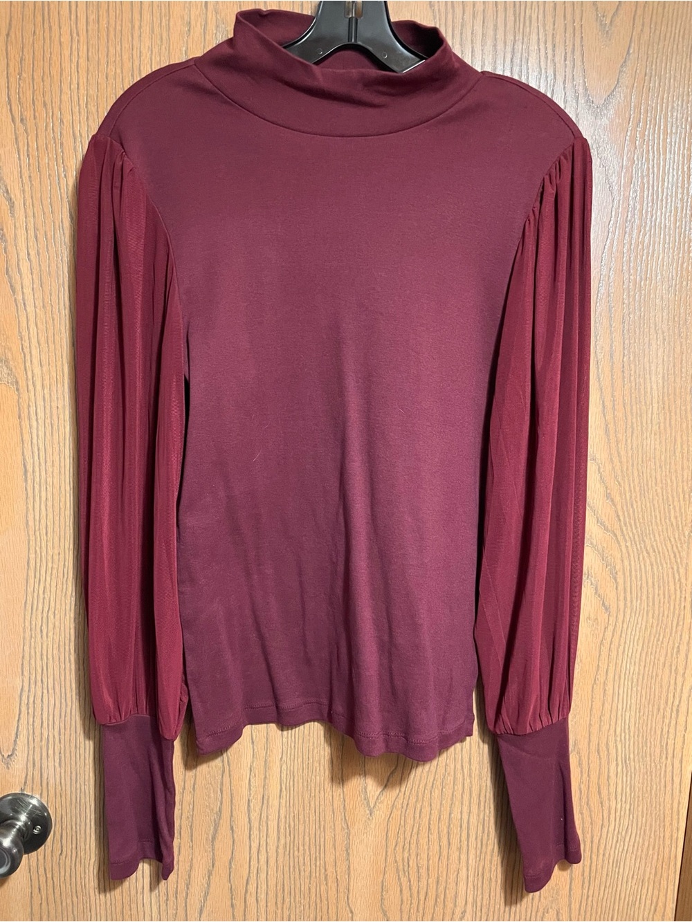 Sanctuary Burgundy Mock Neck Long Sleeve Top